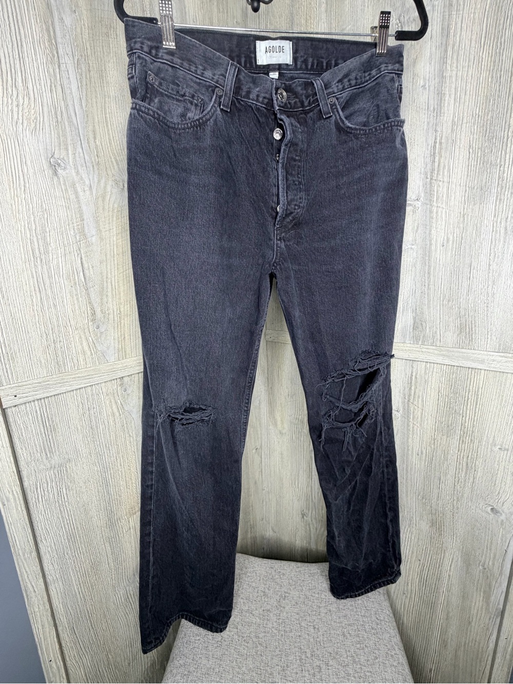 Agolde Vintage Lana Black Distressed Jeans
